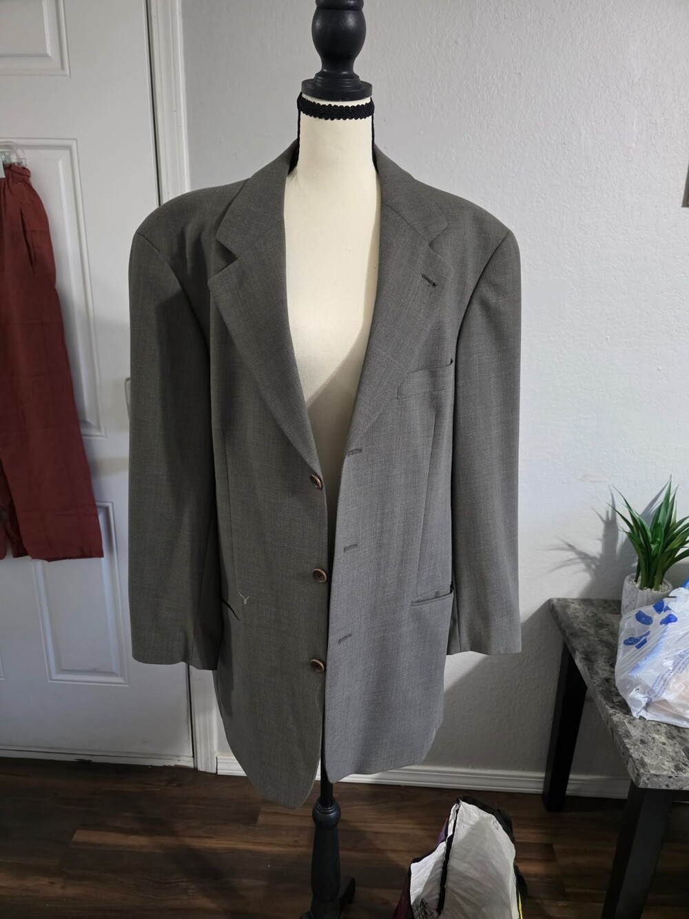 Hugo Boss Sport Coat 42L Grey Wool 3 Button Blazer Mens